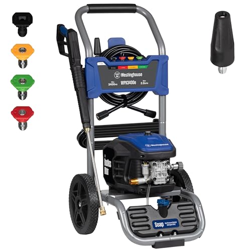 Electric Pressure Washer, 3400 Max PSI, 2.0 Max GPM, Brushless Motor, Onboard Soap Tank, Spray Gun and Wand, 5 Nozzle Set N6634