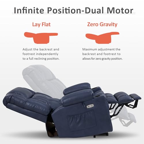 Dual Motor Power Lift Recliner Chair with Heat and Massage, Faux Leather (Black, Medium) U21222