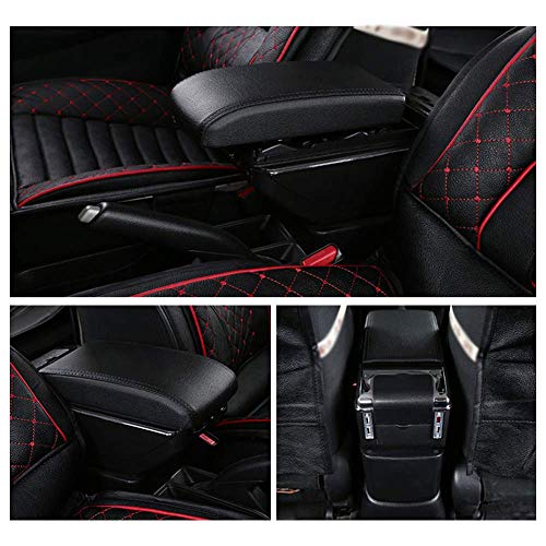 Black Car Center Console Armrest Box Storage Organizer with Cup Holder & Ashtray & 7 USB Ports F82312