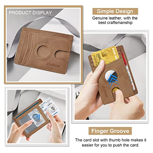 Minimalist Genuine Leather Airtag Wallet Case W29152