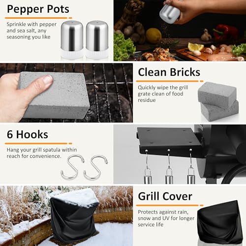 13 Pcs Charcoal Grill with Offset Smoker C845