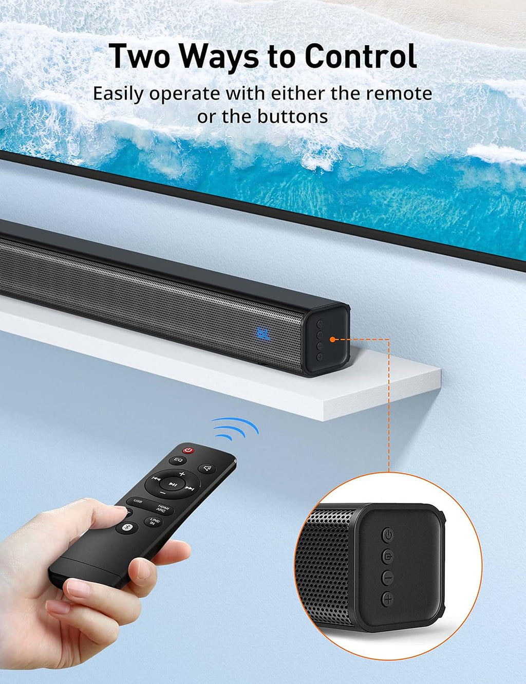 50W Bluetooth 5.0 Stereo Soundbar E654948