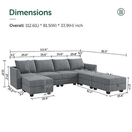 Bluish Grey Modular Sectional Sofa with Storage Seat M87237