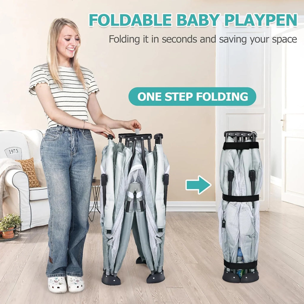 Foldable Large Play Pen with 2 Storage Bags 50 Balls (71" × 59") Y3130