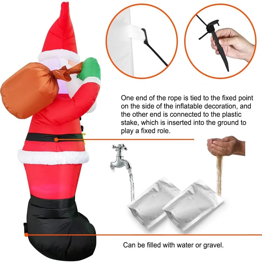 6Ft Christmas Inflatable Santa Claus with LED Lights B9356