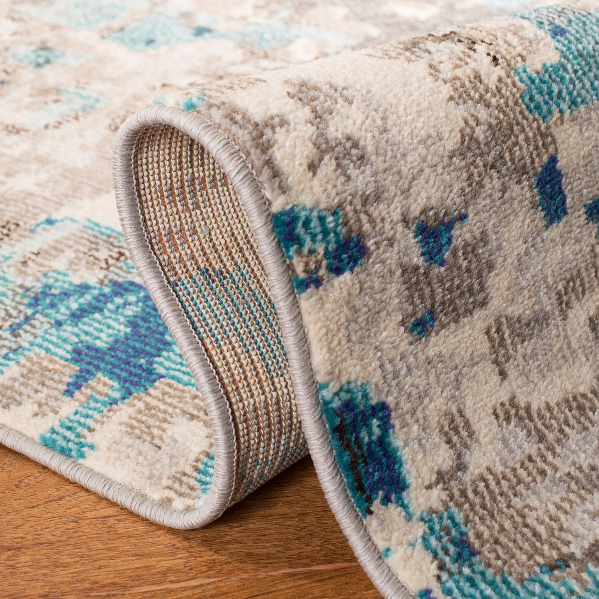 Grey/Blue Abstract Polka Dots Area Rug, 9' x 12' A879847