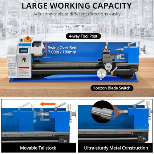 550W Mini Metal Lathe 7" x 12" Benchtop with 3-Jaw Chuck X342864