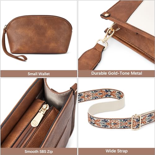 2PCS Vegan Leather Crossbody Shoulder Bag with Wide Guitar Strap R937655