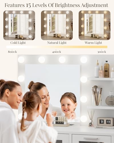 White Vanity Desk with Mirror and Drawer G1102