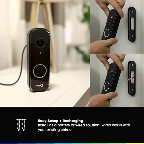 Black 2K Video Doorbell with Battery/Wired G7216