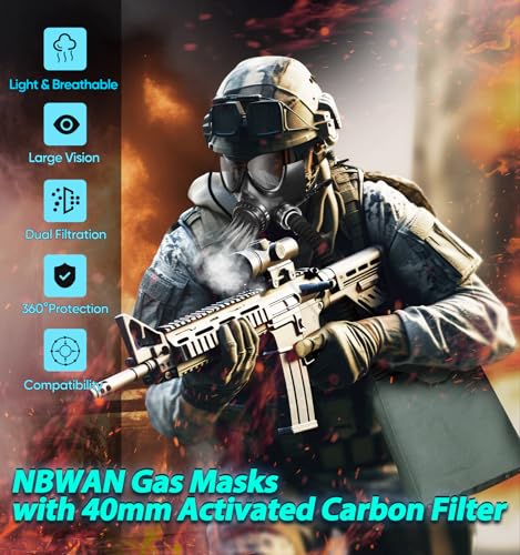 Full Face Gas Mask Respirator with 40mm Activated Carbon Filter W492915