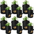 12 Pack 10 Gallon 7 Gallon Black Nonwoven Fabric Potato Grow Bags with Handles and Harvest Window E38094