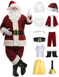 11pcs Red Deluxe Santa Claus Costume Suit Set Y5562