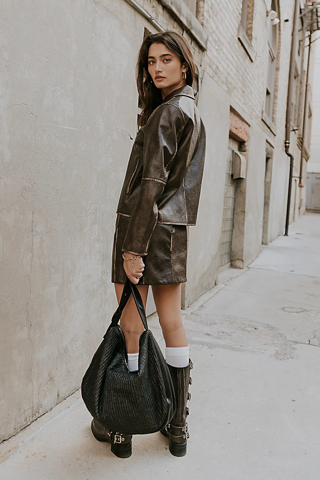 Vegan Leather Mini Skirt L483