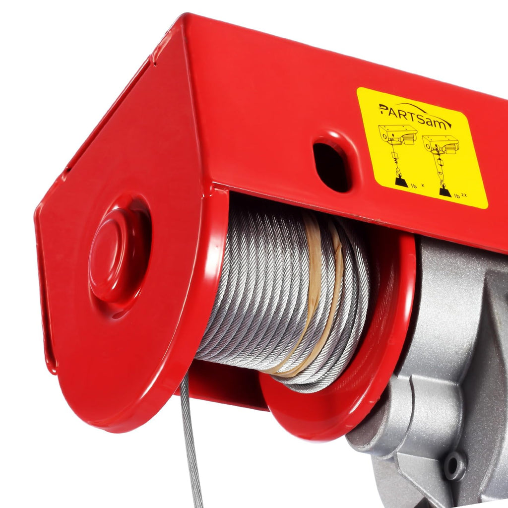 440lbs Electric Cable Hoist Wireless Remote Control 120V Overhead Winch with Towing Strap Sling 38ft Lifting Height O1789
