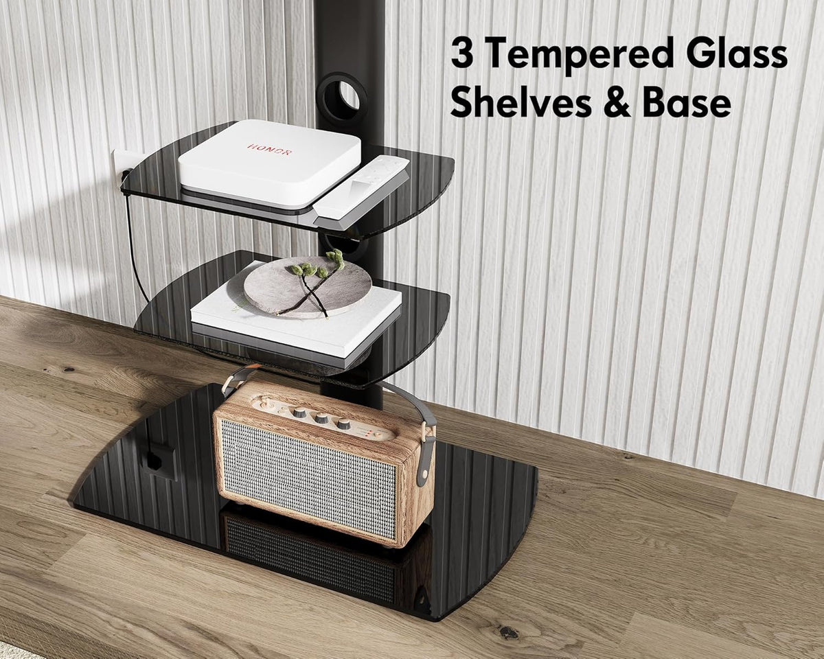 Black Tempered Glass TV Stand H67978