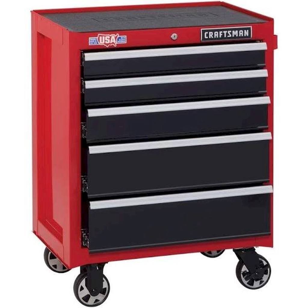 26.5-in W x 34-in H 5-Drawer Steel Rolling Tool Cabinet Red K41137