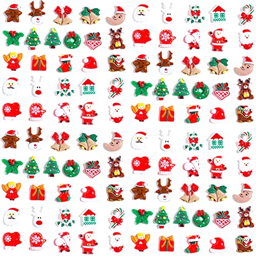 100pcs Christmas Slime Flatback Charms, Assorted Craft Resin Ornaments Miniature Ornaments Set R329