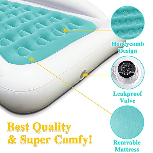 Inflatable Kids Travel Bed Toddler Air Mattress Set with Security Bed Rails and Electric Pump G55120