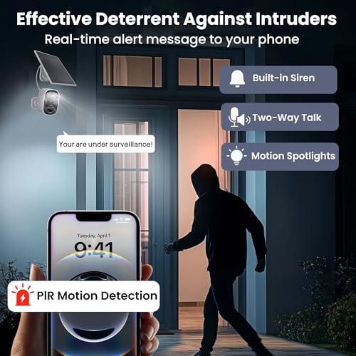 2K Wireless Outdoor Security Camera with Spotlight Siren Alarm J998075