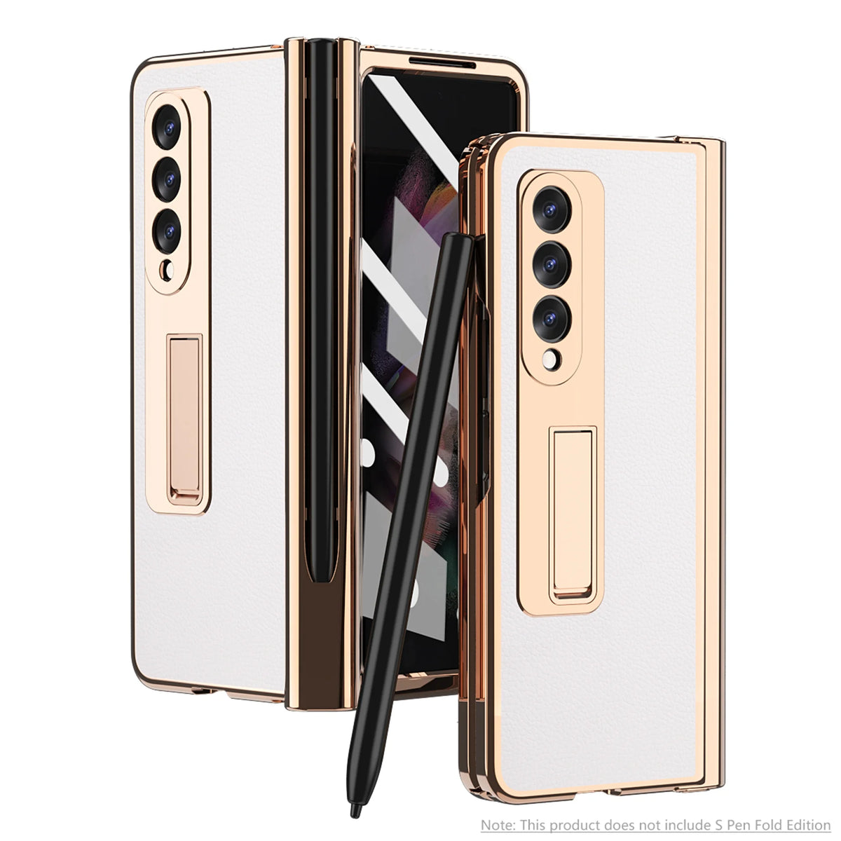 White PC + PU Leather Phone Case for Samsung Z Fold 3 5G M214681