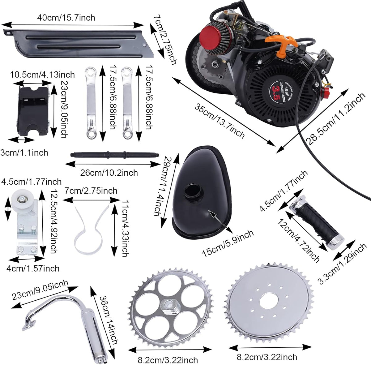 100cc 4-Stroke Gasoline Engine Kit Air-Cooled Motor Chain Drive M852818