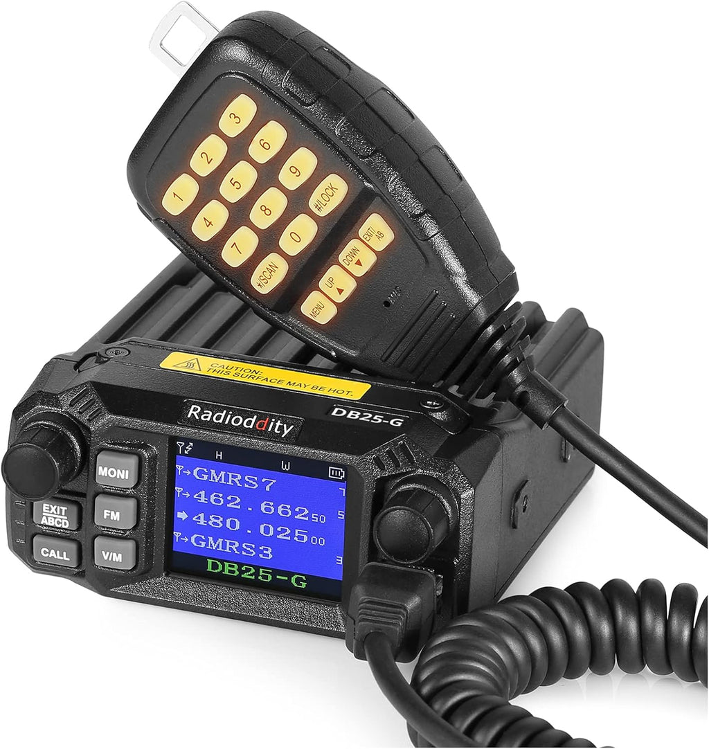 GMRS Mobile Radio, 25 Watts, Dual Band Scanning Receiver E73794