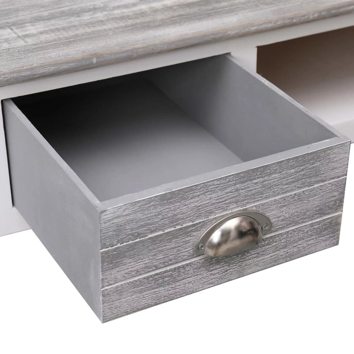 Gray Wood Writing Desk with 2 Drawers 43.3in x 17.7in x 29.9in B2667