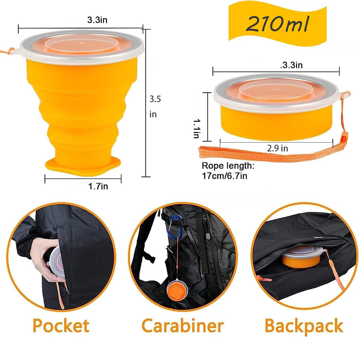4 Pack Silicone Collapsible Cup with Lid L806684