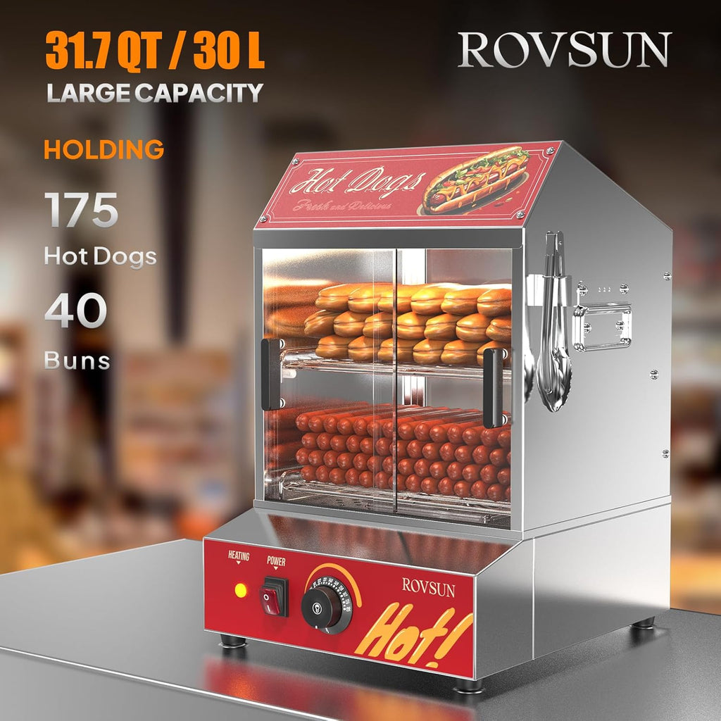 31.7QT 30L 2-Tier Hot Dog Steamer with Removable Shelves I6419