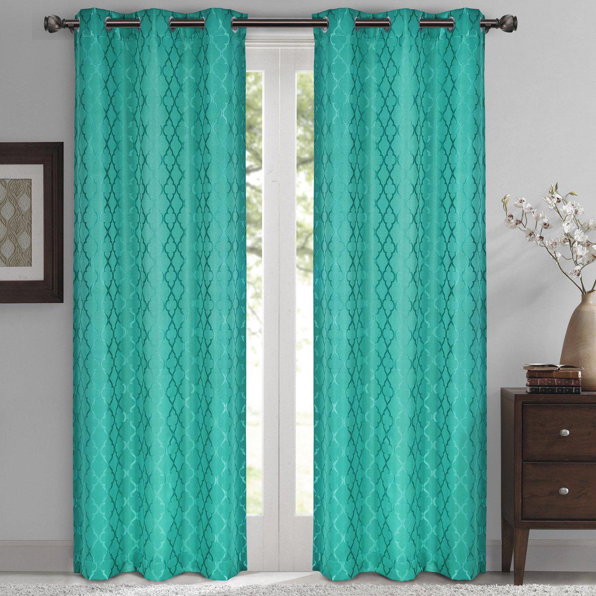 Willow Geometric Jacquard Thermal-Insulated Blackout Curtain Panels (Set of 2)