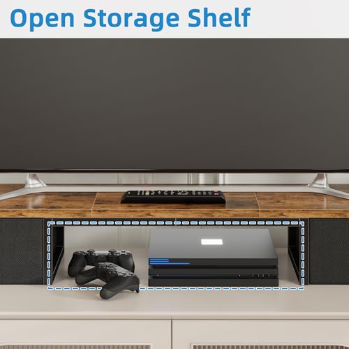 Rustic Brown TV Riser with Fabric Drawers and Steel Legs Q798617