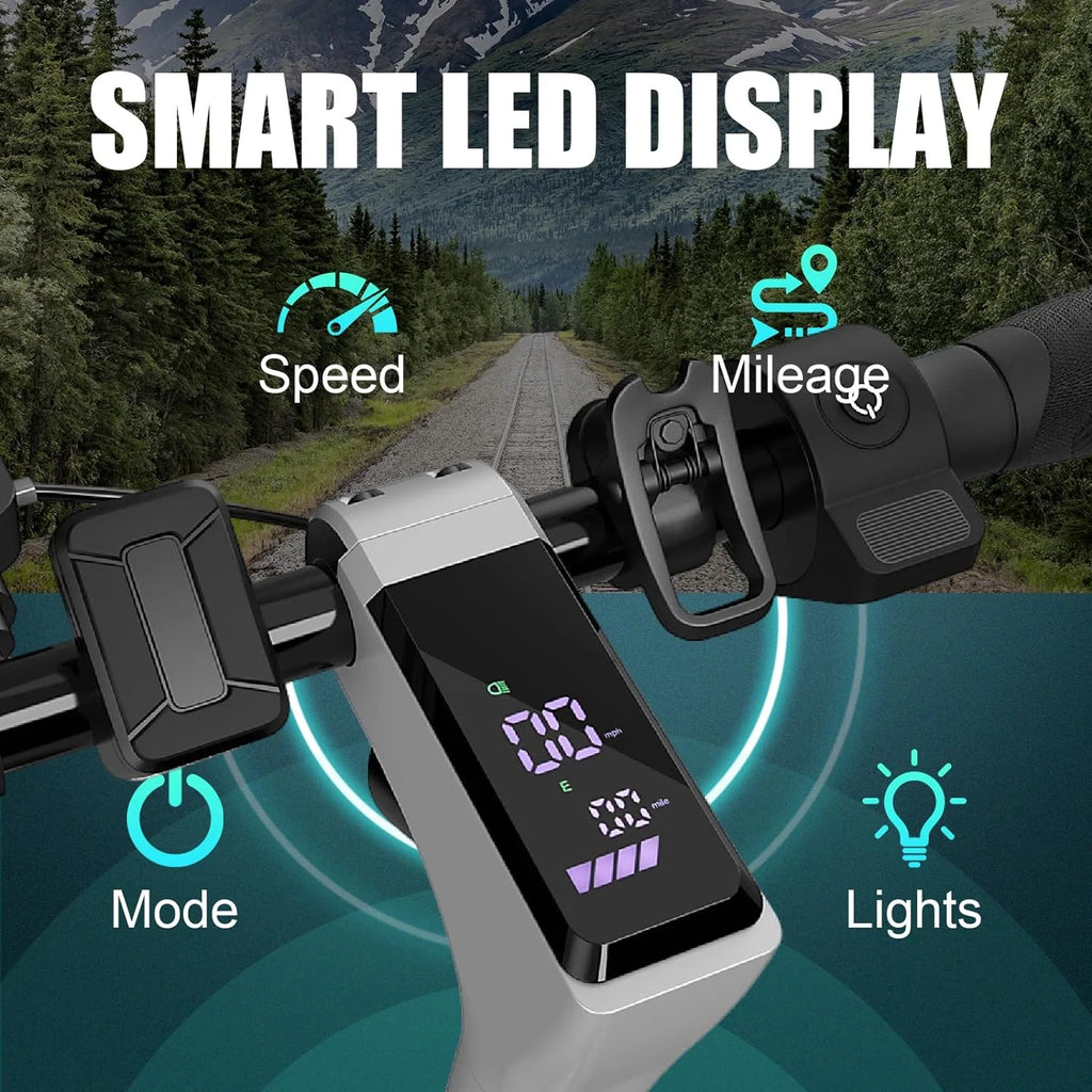 Silver Electric Scooter, 20 Mph, 25 Miles Range, 10" Tires, 500W Motor, Foldable, Max Load 265 Lbs H2365