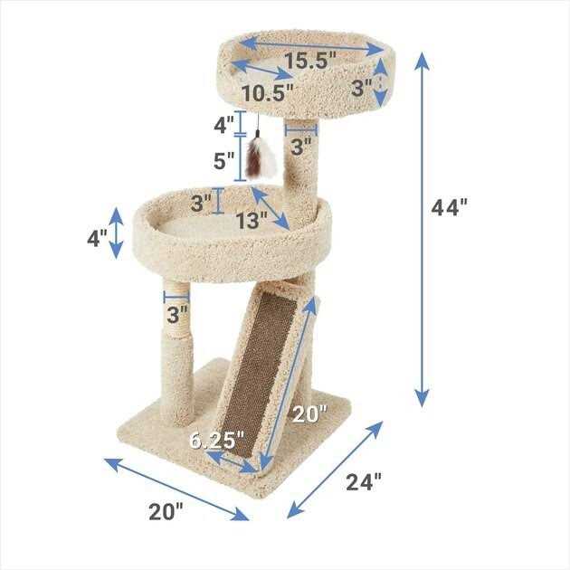 44-in Real Carpet Cat Tree with Replaceable Corrugate Scratcher Z442179