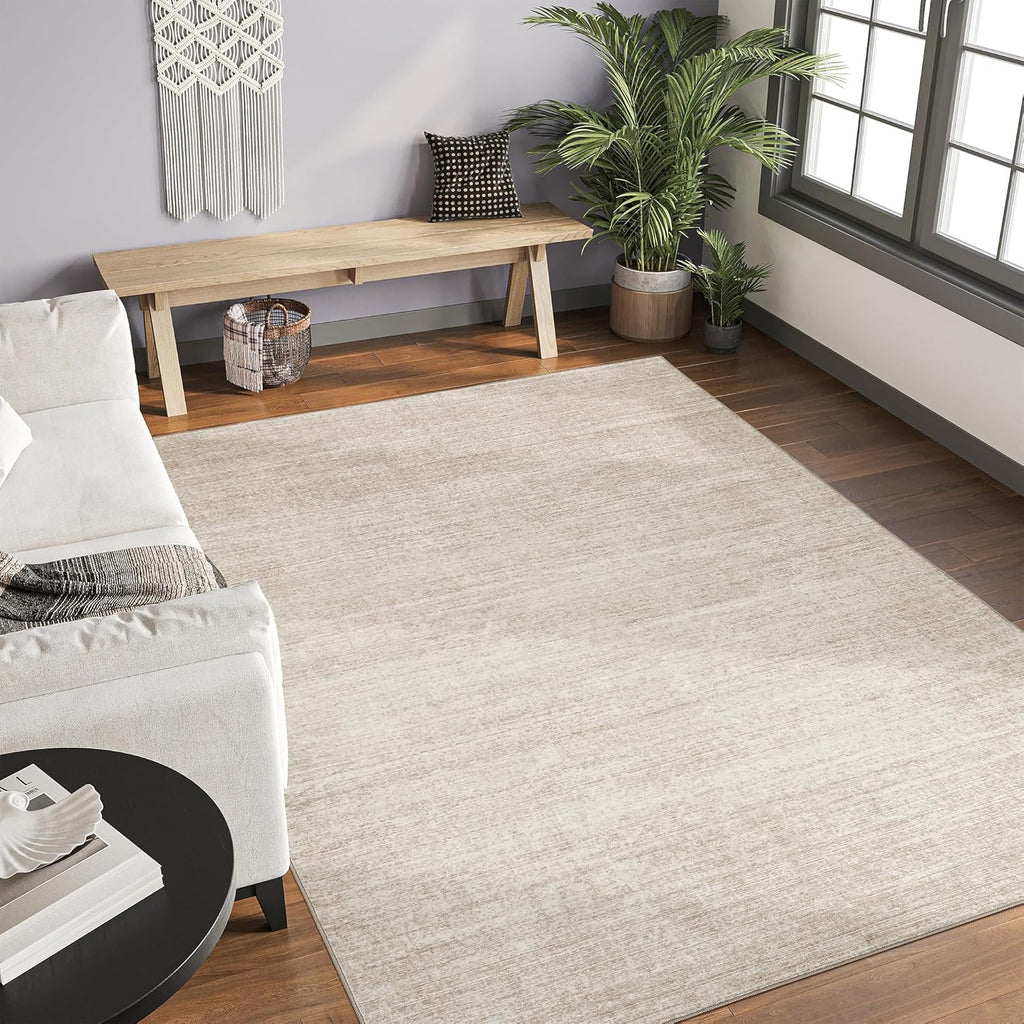 Washable 5x7 Beige Area Rug K1063