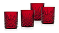 Set of 4 Red Double Old Fashioned Glasses F1147