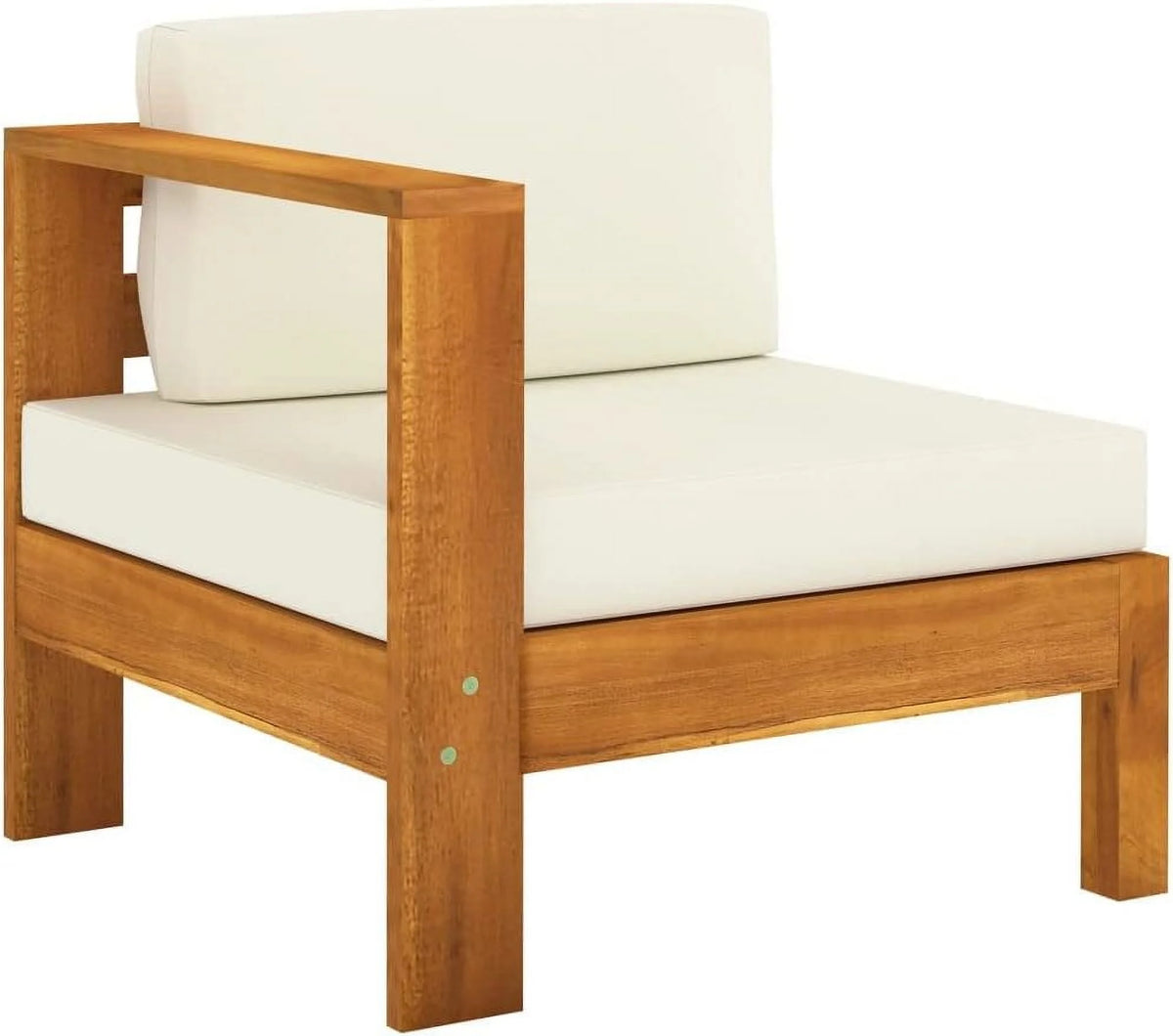 6 Piece Patio Lounge Set with Cream White Cushions Acacia Wood Outdoor Tables W99851