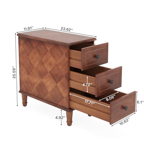 Brown 3 Drawer Narrow End Table U384