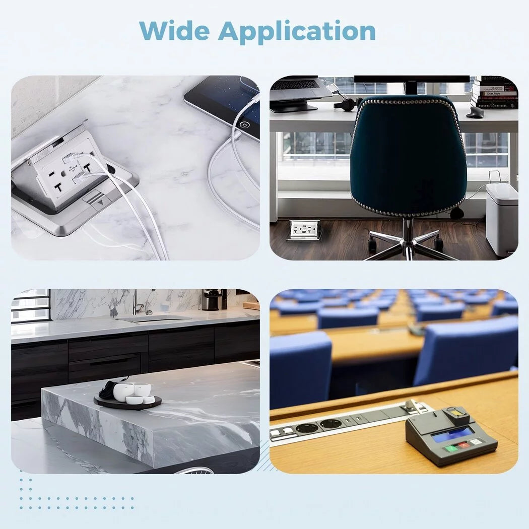Waterproof Electrical Recessed Outlet Box with 20A Tamper-Resistant Receptacle & 4.8A USB Chargers N185
