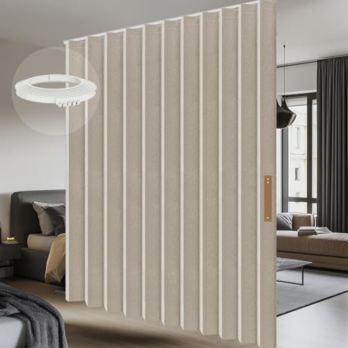 Grey W100 x L84 1 Pack Blackout Accordion Room Divider Curtains with Ceiling Track A666091