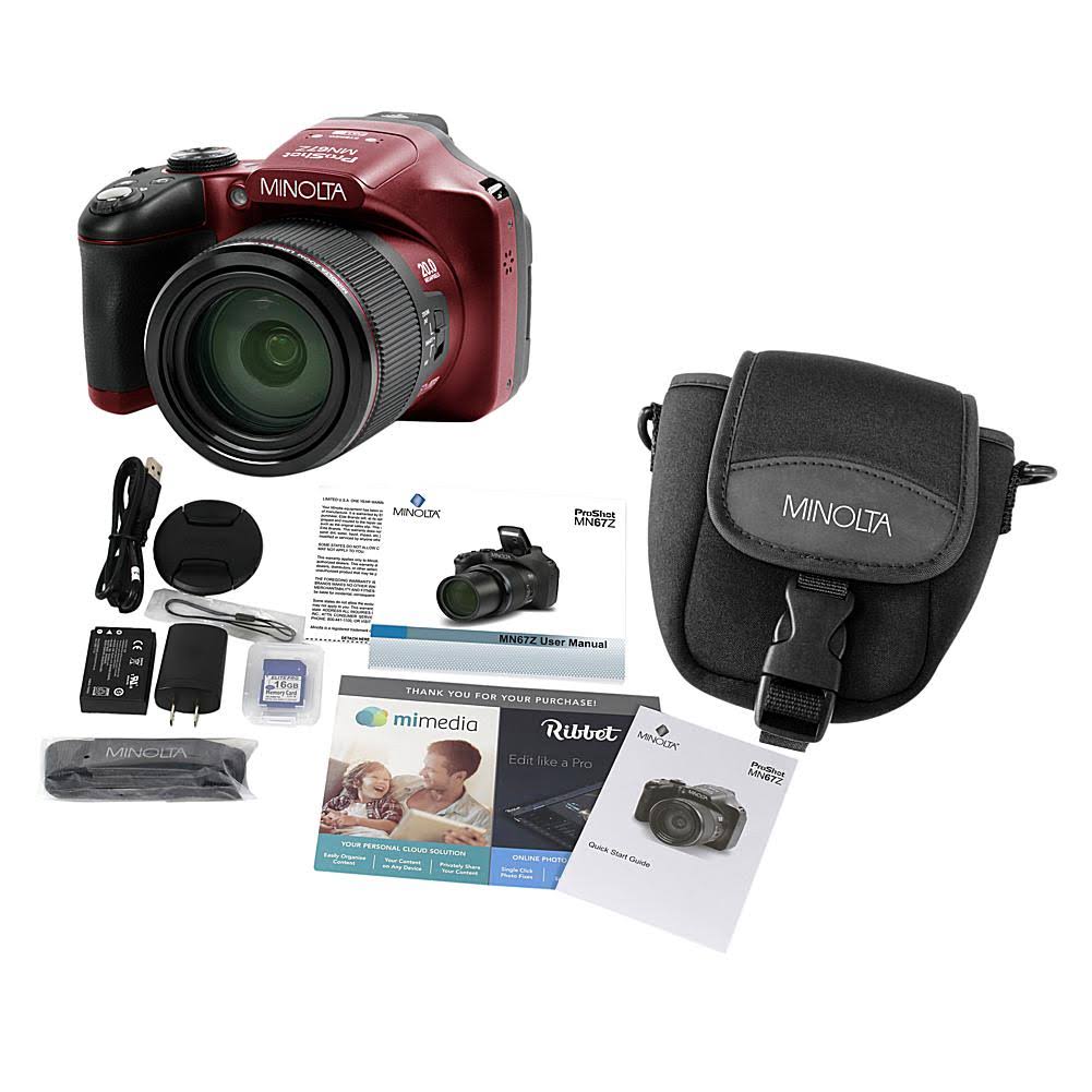 Red 20.0-Megapixel 1080p Full HD 67x Optical Zoom Wi-Fi Bridge Camera Y332