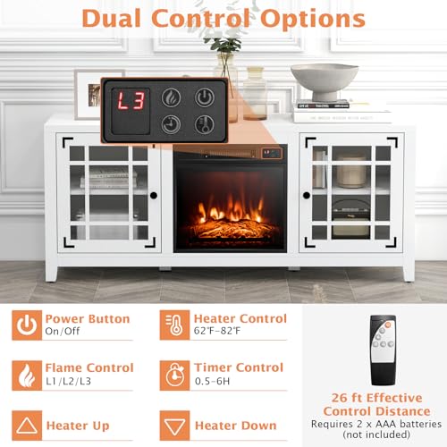 White 58" Wooden Electric Fireplace TV Stand H925166