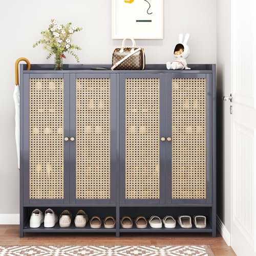 Bamboo 8 Tier Shoe Storage Cabinet with Doors and Drawers P635935