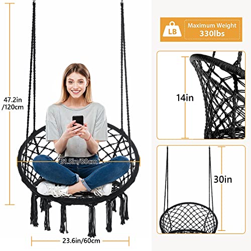 Black Macrame Hanging Swing Chair Set of 2 I24440