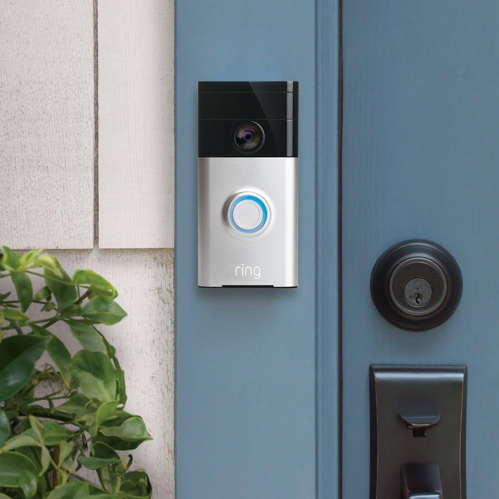 Black Wireless Video Doorbell with Spotlight Cam Battery Z355975