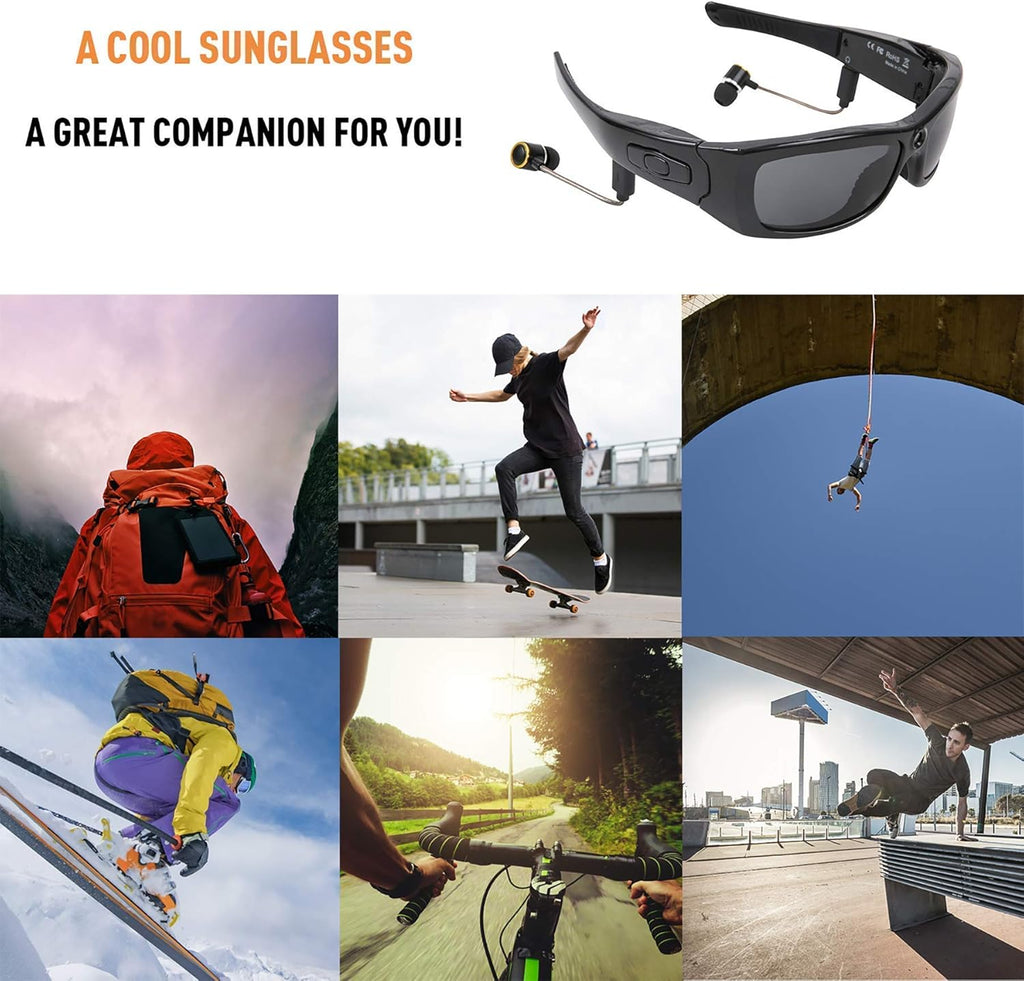 Bluetooth Sunglasses Camera Full HD 1080P Video Sunglasses Sports Action Camera with Polarized UV Protection Safety Lenses G895