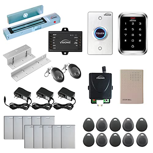 One Door Access Control Swinging Door 600lbs Maglock with Outdoor Keypad Reader Mini Controller EM Card Wireless Receiver PIR Kit M217