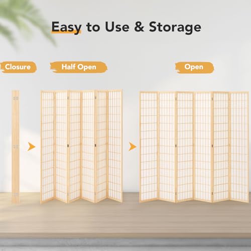 6 Panel Natural Wood Room Divider K385