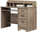 Rustic Computer Desk with Keyboard Tray, Wood Writing Desk with Drawers and Shelves, Brown T844