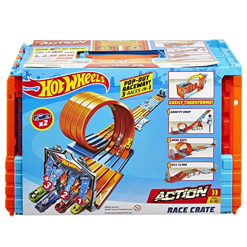 Toy Car Track Set with 2 Cars in 1:64 Scale A785348